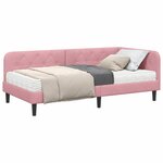 vidaXL Cadre de lit d'angle avec matelas Rose 90 x 200 cm Velours