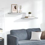 vidaXL Étagères murales flottantes 2 Pièces gris béton 60x23 5x3 8 cm MDF