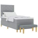 vidaXL Lit à ressorts avec matelas & banc Gris clair 90x190 cm tissu