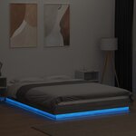 vidaXL Cadre de lit et lumières LED sans matelas sonoma gris 140x190cm