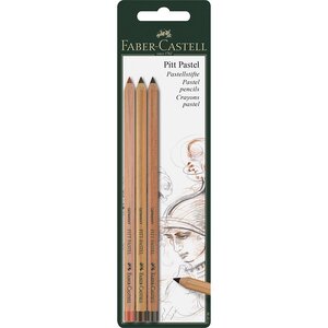 Blister de 3 crayons Pitt Pastel (sanguine  sépia clair foncé sépia) x 10 FABER-CASTELL