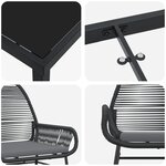 vidaXL Ensemble de repas de jardin de 3 pièces avec coussins en rattan poly noir