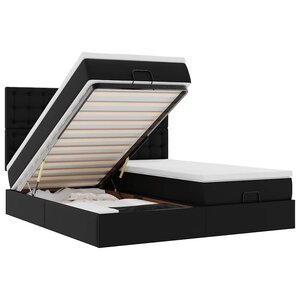 vidaXL Lit ottoman avec matelas & LED Noir 180x200cm similicuir