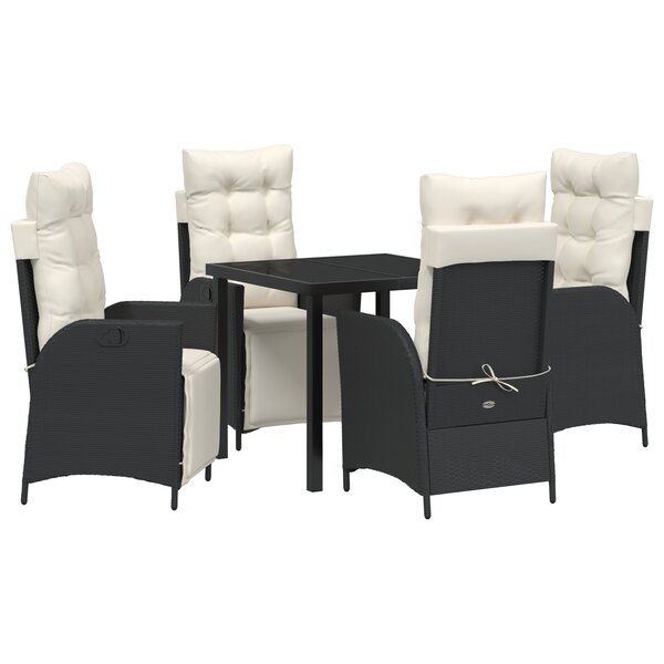 vidaXL Set de salle à manger de jardin 5 pièces en rattan poly noir