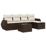 vidaXL Salon de jardin avec coussins 6 Pièces marron résine tressée