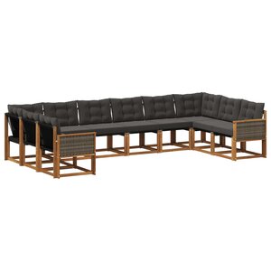 vidaXL Ensemble de canapés d'extérieur 10 pc Naturel et noir