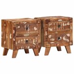 vidaXL Table de chevet 2 Pièces 40x32x46 cm bois massif de récupération