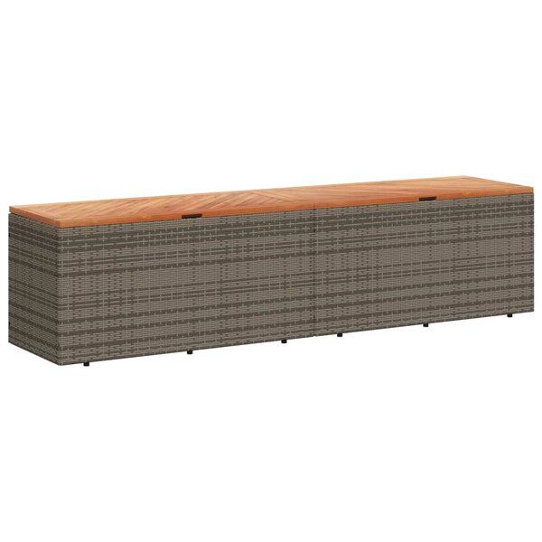 vidaXL Boîte de rangement de jardin gris résine tressée bois d'acacia