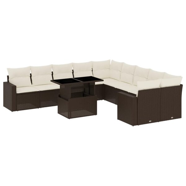 vidaXL Salon de jardin et coussins 11 Pièces marron résine tressée