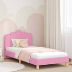 vidaXL Cadre de lit pour enfants avec tête de lit Rose 90 x 200 cm