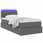 vidaXL Lit de rangement LED avec matelas Gris foncé 90 x 200 cm Tissu