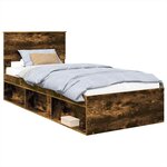 vidaXL Cadre de lit Chêne fumé 75 x 190 cm Bois d'ingénierie