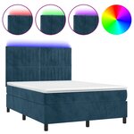 vidaXL Sommier à lattes de lit matelas et LED Bleu foncé 140x200 cm