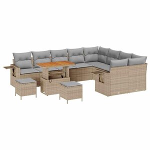 vidaXL Ensemble de canapé de jardin 12 Pièces Beige et Gris clair