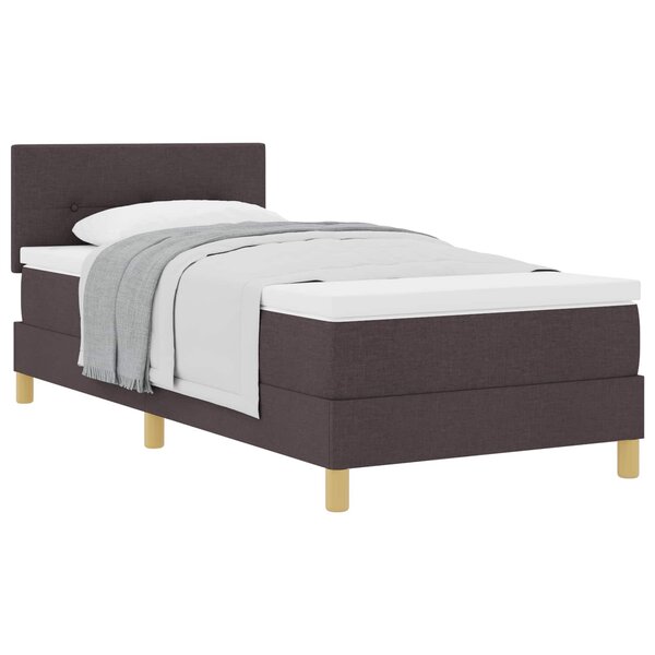 vidaXL Lit à ressorts avec coussin Marron foncé 90 x 200 cm tissu