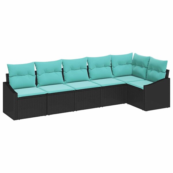 vidaXL Ensemble de Canapés avec coussin 6 Pièces Noir polyrotin