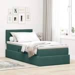 vidaXL Lit de rangement LED avec matelas Vert foncé 90 x 200 cm