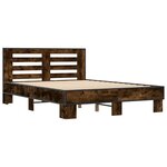 vidaXL Cadre de lit chêne fumé 120x200 cm bois d'ingénierie et métal