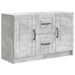 vidaXL Buffet Gris béton 89 x 34 5 x 57 cm Bois d'ingénierie
