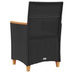 vidaXL Chaises de jardin coussins lot de 2 noir résine tressée et bois