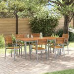 vidaXL Ensemble de salle à manger pour jardin 7 Pièces Gris et marron