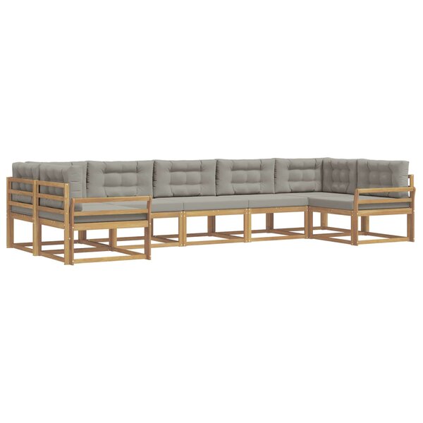 vidaXL Ensemble de canapés d'extérieur 7 Pièces Blanc et gris clair