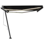 vidaXL Auvent automatique et capteur de vent/LED 450x300 cm Anthracite
