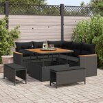 vidaXL Ensemble de canapé de jardin 8 Pièces Noir polyrotin