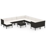 Salon de jardin meuble d'extérieur ensemble de mobilier 12 pièces avec coussins résine tressée noir 02_0015666