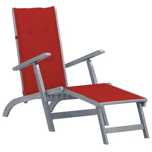 vidaXL Chaise de terrasse avec repose-pied et coussin Acacia solide