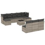 vidaXL Salon de jardin 11 Pièces avec coussins gris clair résine tressée