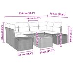 vidaXL Ensemble de canapé de jardin avec coussin 7 Pièces Noir polyrotin