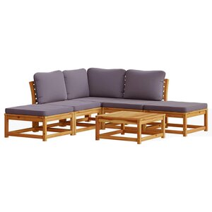 vidaXL Salon de jardin 6 Pièces avec coussins bois d'acacia solide