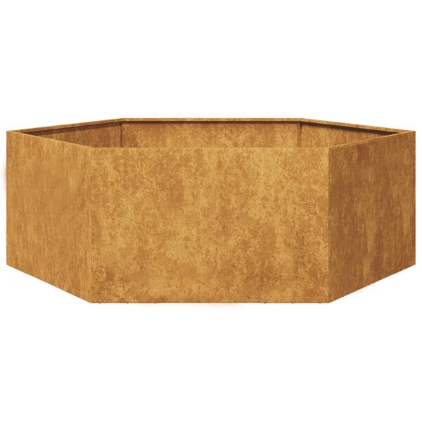 vidaXL Jardinière hexagone 138x120x45 cm acier patinable