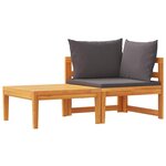 vidaXL Salon de jardin 2 Pièces avec coussins gris foncé Bois d'acacia