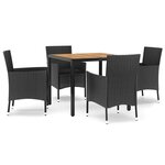 vidaXL Ensemble à manger de jardin coussins 5Pièces Noir Résine tressée