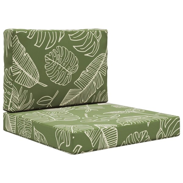 vidaXL Coussin de canapé d'extérieur 2 Pièces Modèle feuille Polyester
