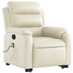 vidaXL Fauteuil inclinable de massage Crème Similicuir