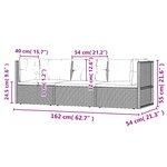 vidaXL Salon de jardin 3 Pièces avec coussins Noir Résine tressée