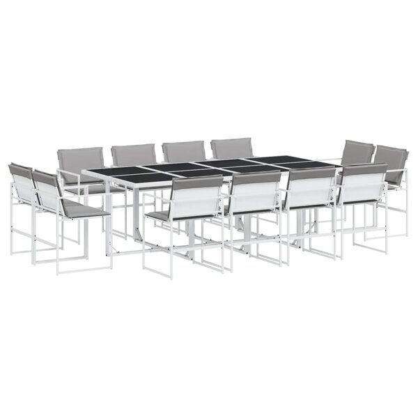 vidaXL Ensemble à manger de jardin avec coussins 13Pièces blanc textilène