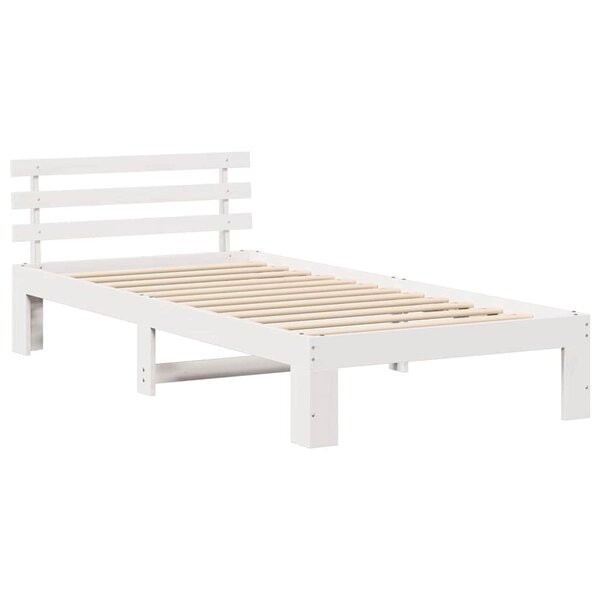 vidaXL Cadre de Lit Blanc en Bois Blanc Bois 75 x 190 cm Simple