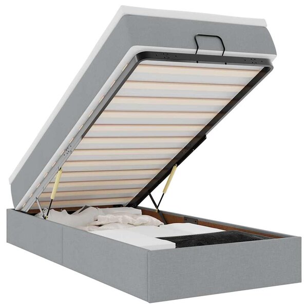 vidaXL Cadre de lit ottoman et matelas gris clair 100x200 cm tissu
