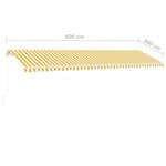 vidaXL Auvent manuel rétractable avec LED 600x300 cm Jaune et blanc
