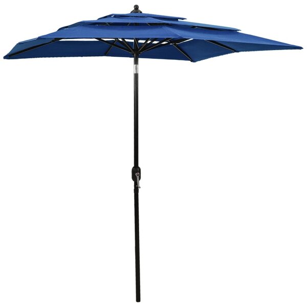 vidaXL Parasol de jardin à 3 niveaux avec mât en aluminium bleu azuré