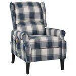 vidaXL Fauteuil inclinable de massage Bleu Tissu