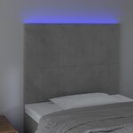 vidaXL Tête de lit à LED Gris clair 80x5x118/128 cm Velours