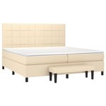 vidaXL Sommier à lattes de lit avec matelas Crème 200x200 cm Tissu