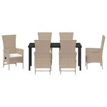 vidaXL Ensemble de salle à manger pour jardin 7 Pièces Beige polyrotin