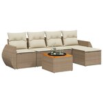 vidaXL Salon de jardin avec coussins 6 Pièces beige résine tressée