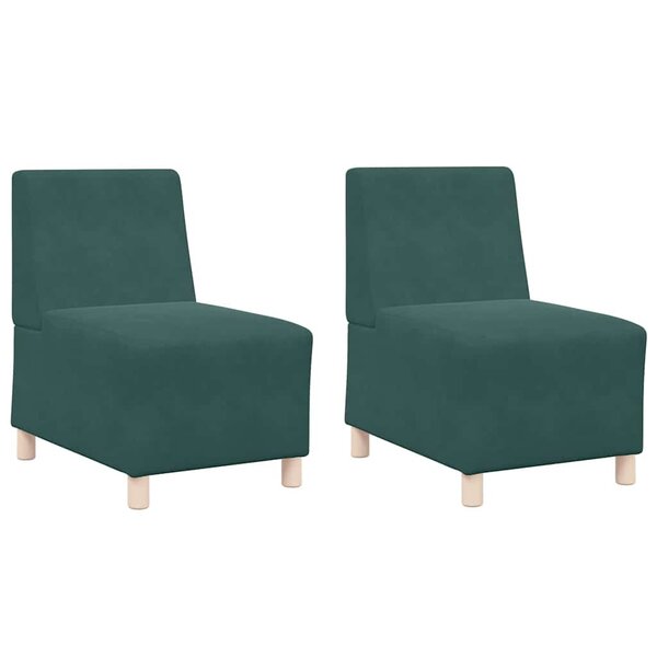 vidaXL Unité de Sofa Modulaire Sans Accoudoirs 2 Pièces Vert foncé